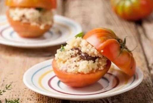 Cold couscous stuffed tomatoes